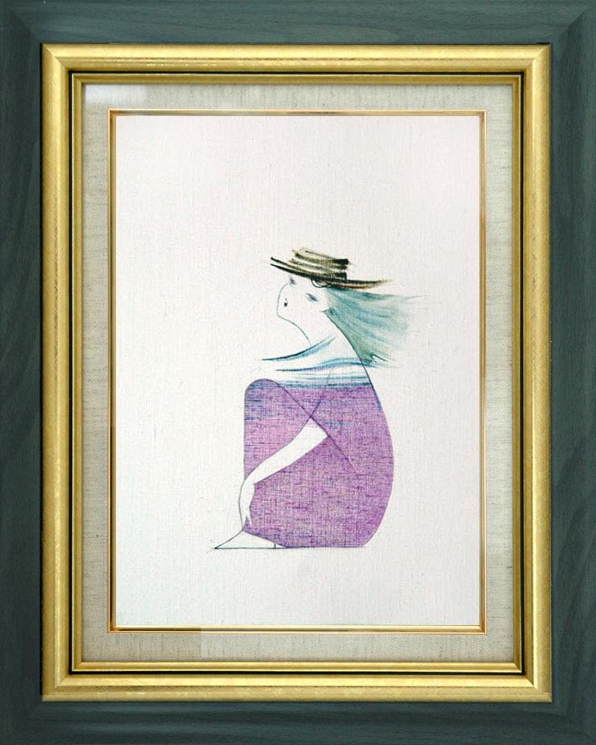 油絵 菅家令子 絵 絵画 インテリア 額付(黒) F4-080414 人物 女性