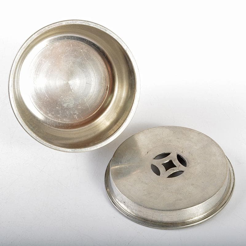 煎茶道具林亭瑞製錫製四君子文茶こぼし約287g時代箱DR5794