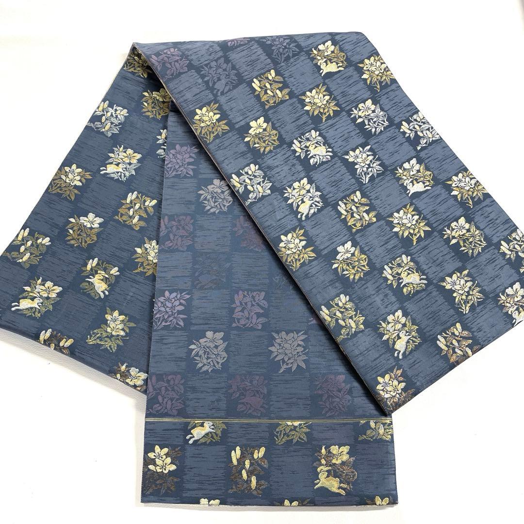 帯6113 ○高級 正絹 片面全通 リバーシブル 袋帯 兎 - メルカリ