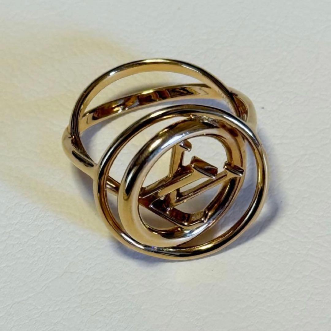未使用に近い ルイヴィトン ステラー LV ロゴ リング M0937M ゴールド