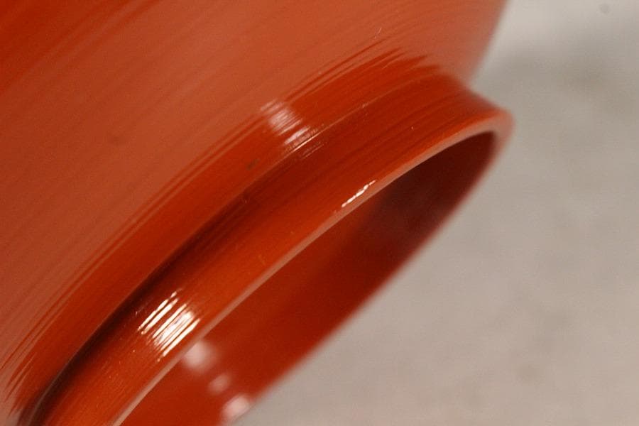 平安象彦製 朱塗刷毛目 蓋蒔絵 椀 十客 美品 共箱(K-A751)