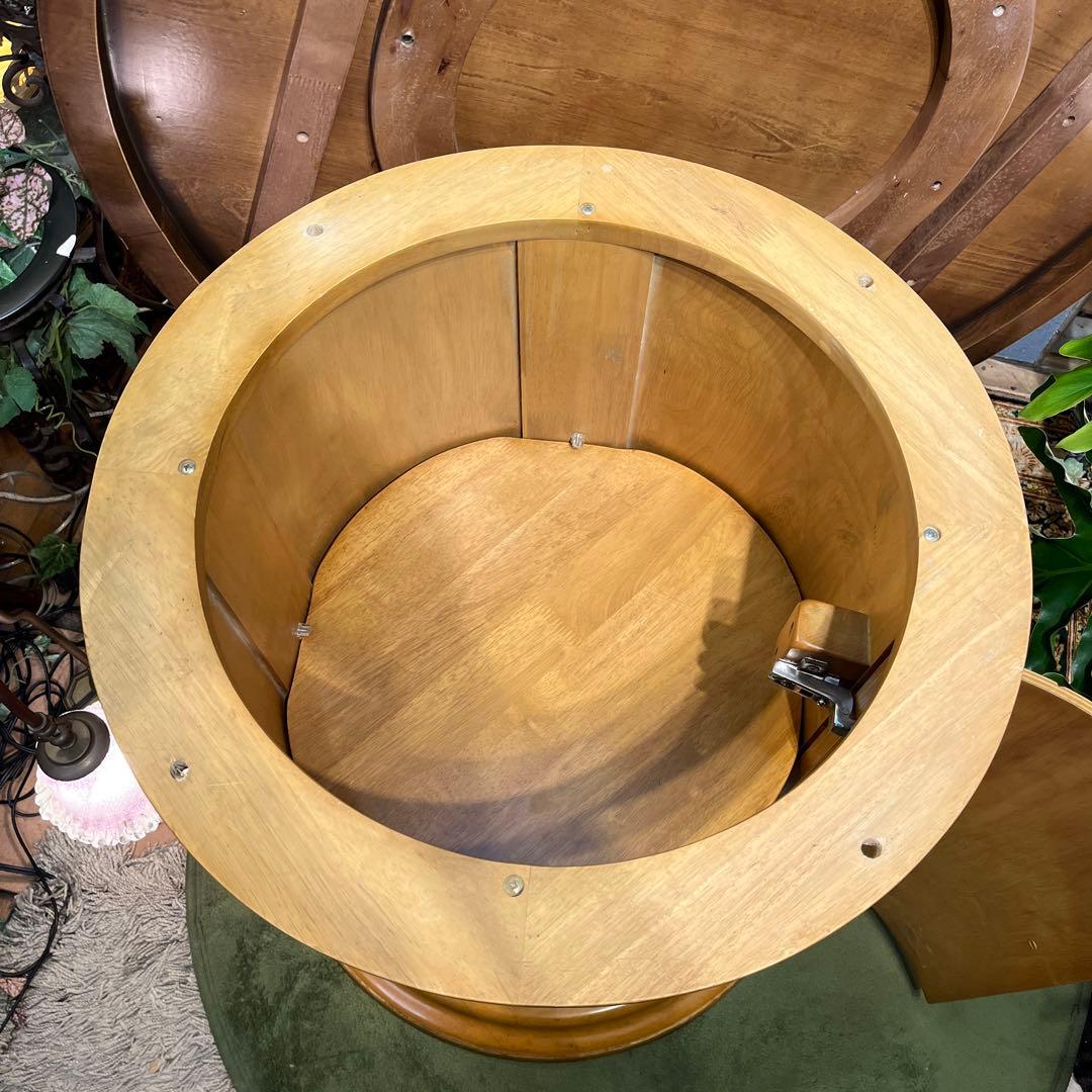 sale ラウンドテーブル　1０５　丸テーブル　無垢材仕上げ収納付き