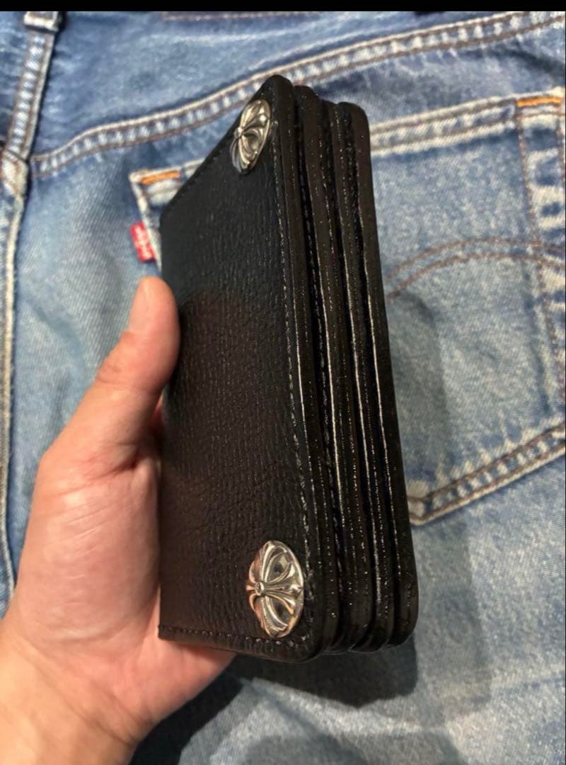 ミドルトラッカーウォレット　姫路レザー　シュリンク　シルバー925 クロスボール