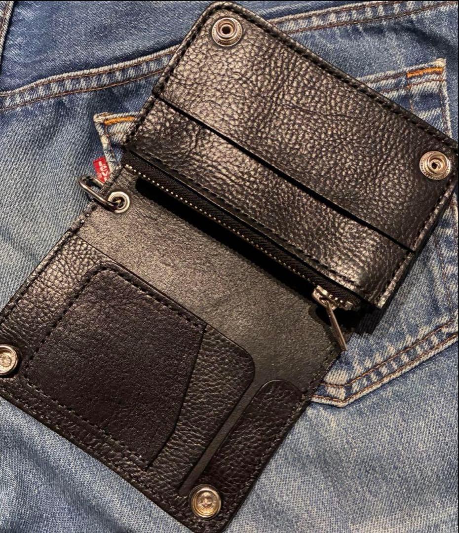 ミドルトラッカーウォレット　姫路レザー　シュリンク　シルバー925 クロスボール