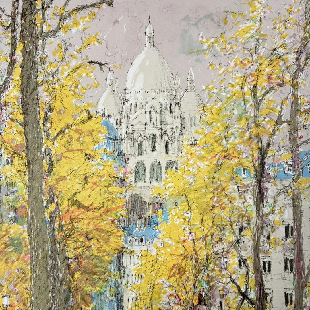 美品 小田切訓「モンマルトルの秋」リトグラフ 直筆サイン入り