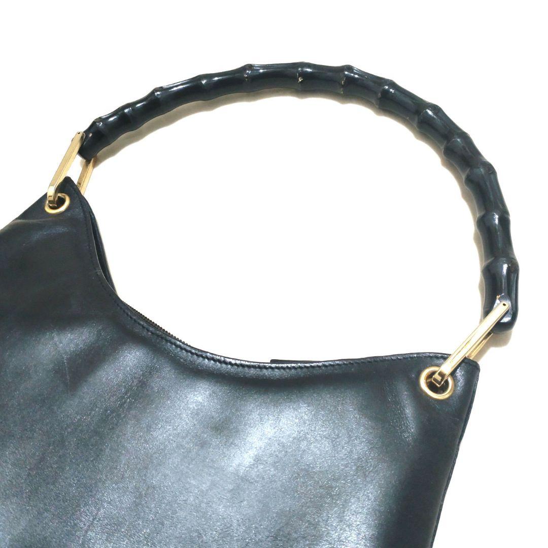 訳あり GUCCI グッチ バンブー ショルダーバッグ ハンドバッグ 黒