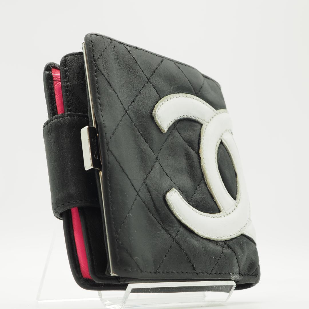 CHANEL シャネル カンボンライン 二つ折り財布 がま口 黒×ピンク 楽天市場】【財布】CHANEL シャネル カンボンライン がま口財布 ガマ口