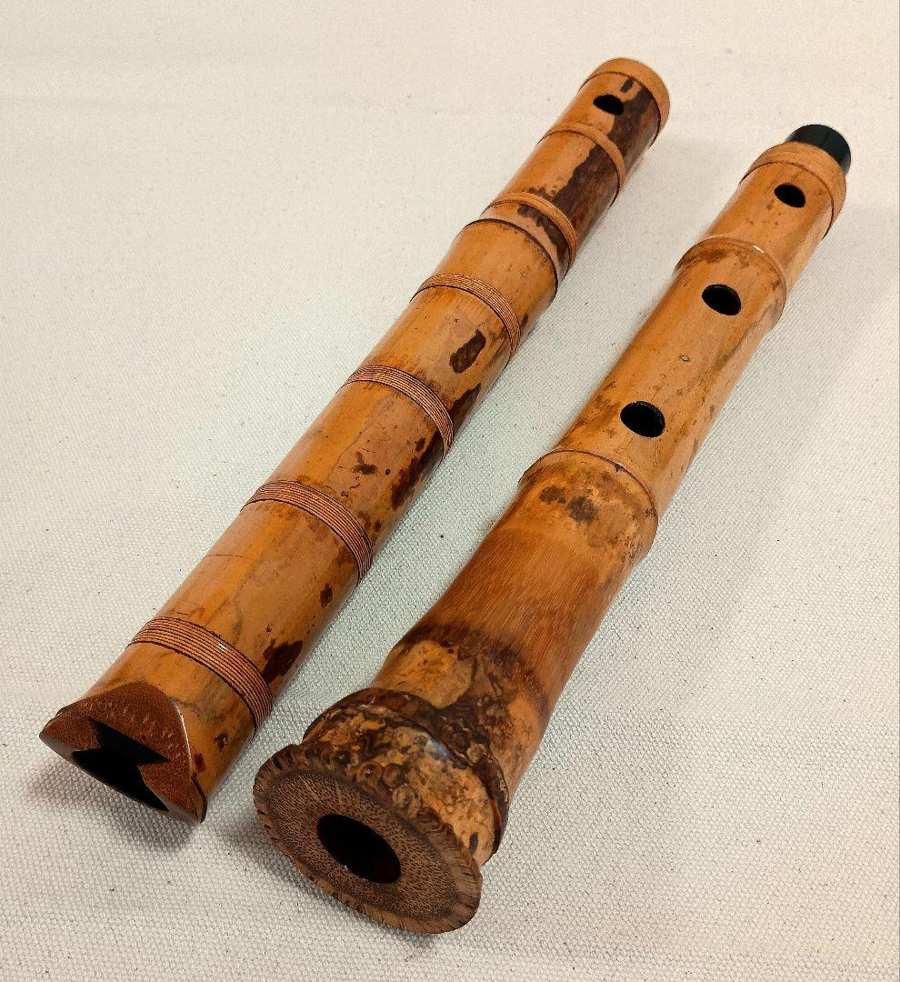 美模様の老竹名管！最高級三印管☆鳳月銘