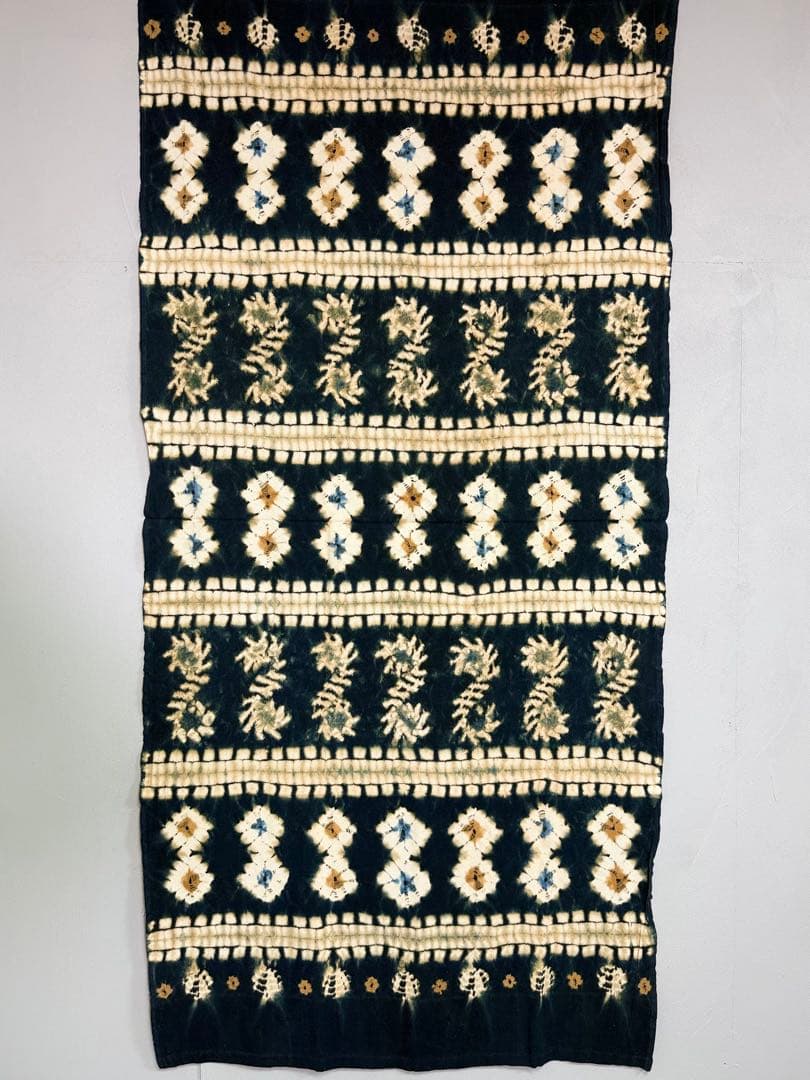 N 「有松鳴海絞り」藍染作家 片野元彦 国産天然藍染 希少「片野絞り」古布