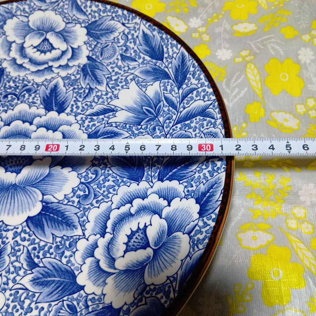 青い花柄牡丹の陶器 大皿セット 平皿 深皿2枚セット - メルカリ