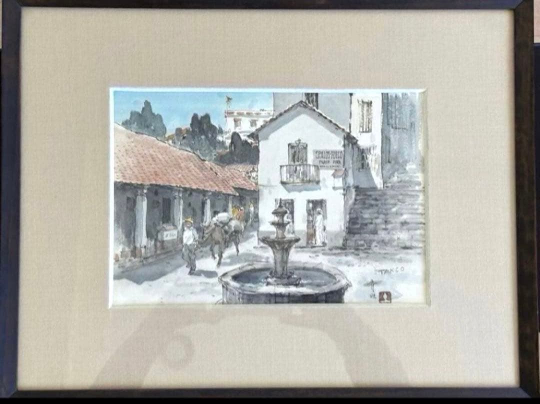 【真作】呉斉旺 TAXCO 水彩画 風景画