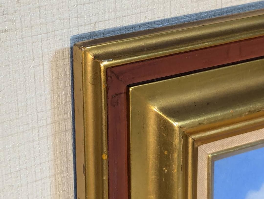 真作】絵画 西澤栄一 油彩6号 千曲川 色彩豊かな風景 自然の