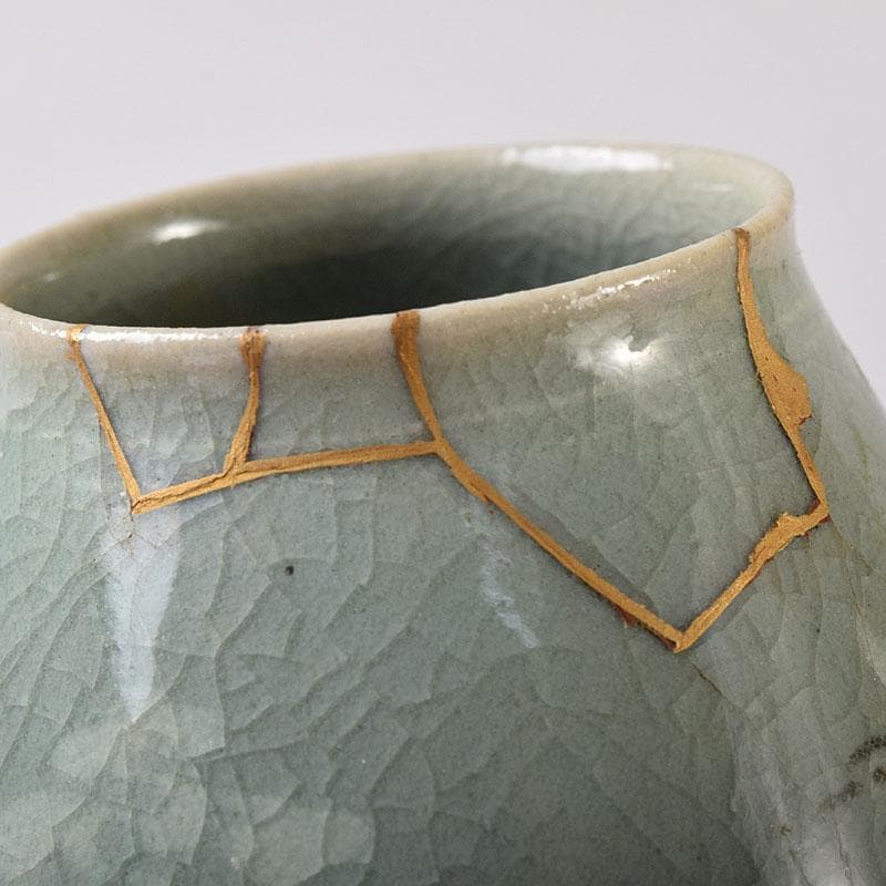 韓国人間文化財 柳海剛（柳根瀅）作 高麗青磁 象嵌鶴文 茶入 共箱