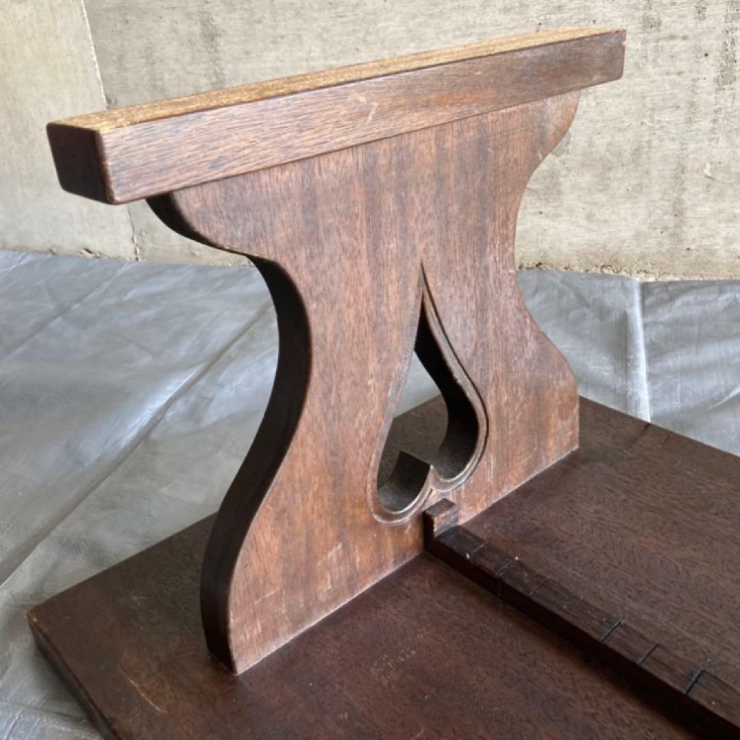 古い味のある文机 座卓 置物台 飾り棚 大型 透かし ハート型 木製