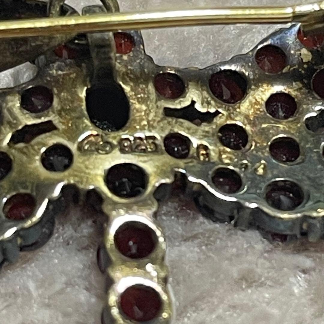 碌山 ROKUZAN ロクザン ガーネット 925トンボ ブローチ トップ