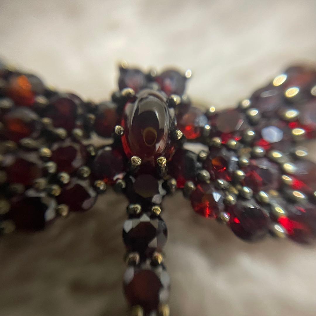 碌山 ROKUZAN ロクザン ガーネット 925トンボ ブローチ トップ