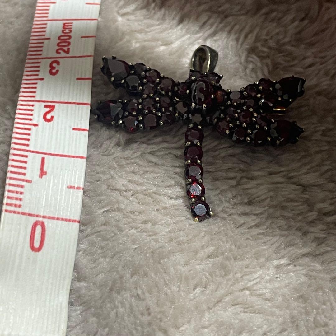 碌山 ROKUZAN ロクザン ガーネット 925トンボ ブローチ トップ