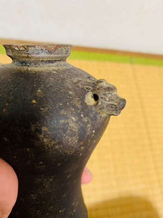 12から13世紀 中国 黒高麗 神獣首瓶