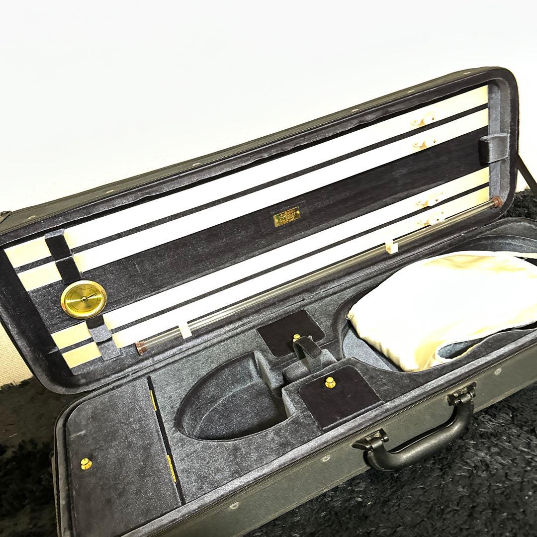 高級 Lang バイオリンケース 4/4サイズ 弦楽器 湿度計 弓4本収納