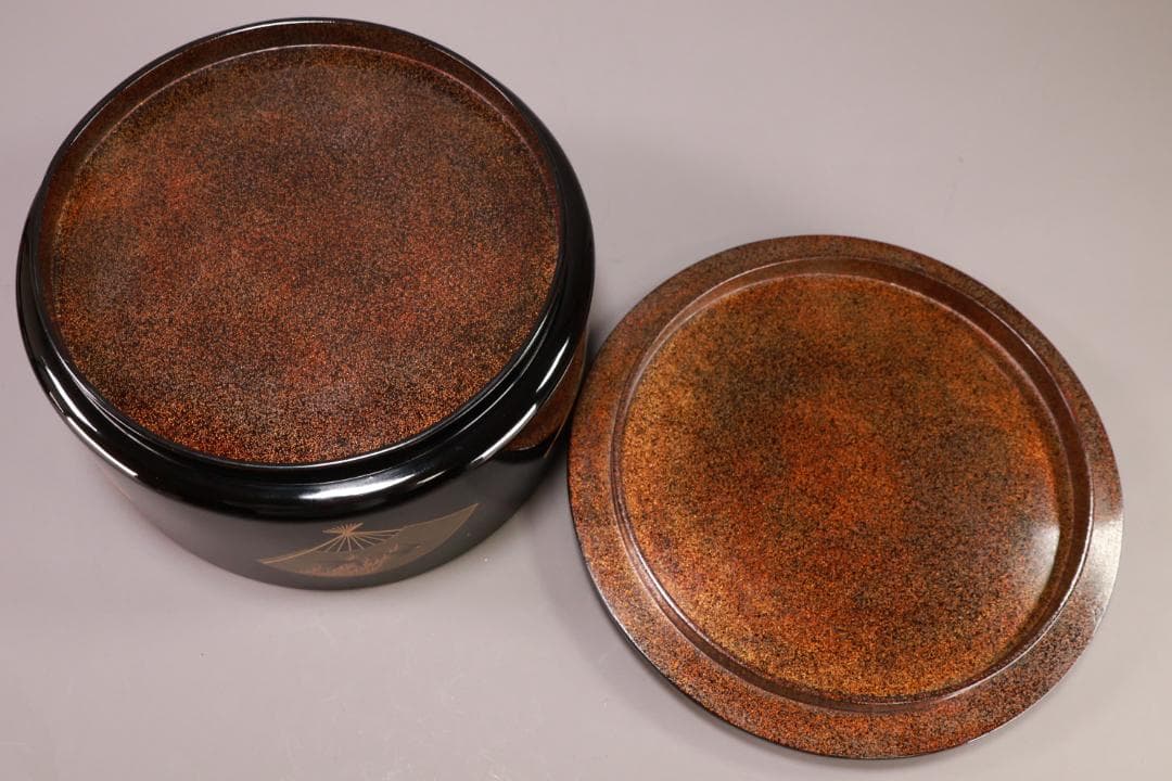 輪島塗　扇面金蒔絵　お櫃　はんがい　受け盆　お櫃台　会席　茶懐石　② BJ081