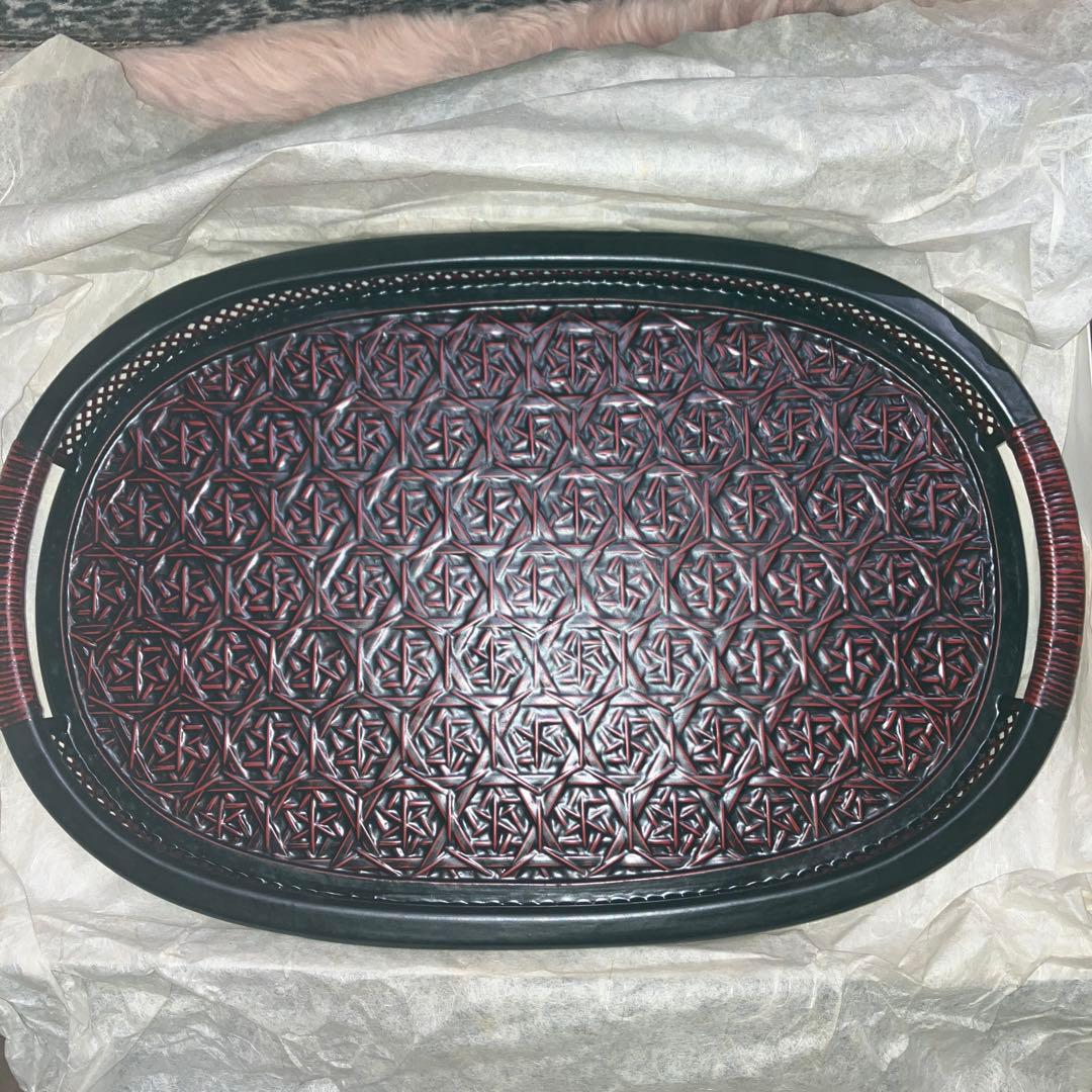 【新品未使用】久留米 九籃 籃胎漆器 おぼん トレー43×28.5×3.7㎝