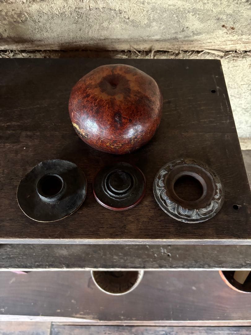 瓢箪胎漆器　装飾的な漆器ボウル 東南アジア