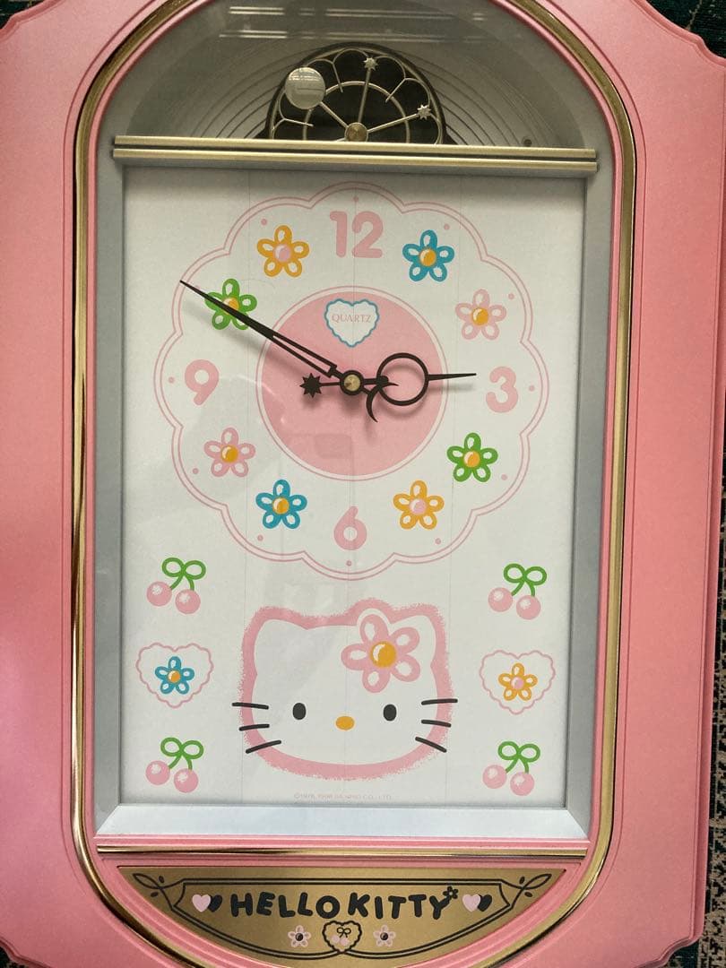 骨董品　レア　HELLO KITTY 大きいからくり時計 ピンク　キティ
