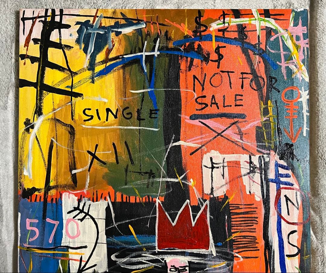 ジャン ミシェルバスキア 油絵油彩画 裏面サインあり 絵画3