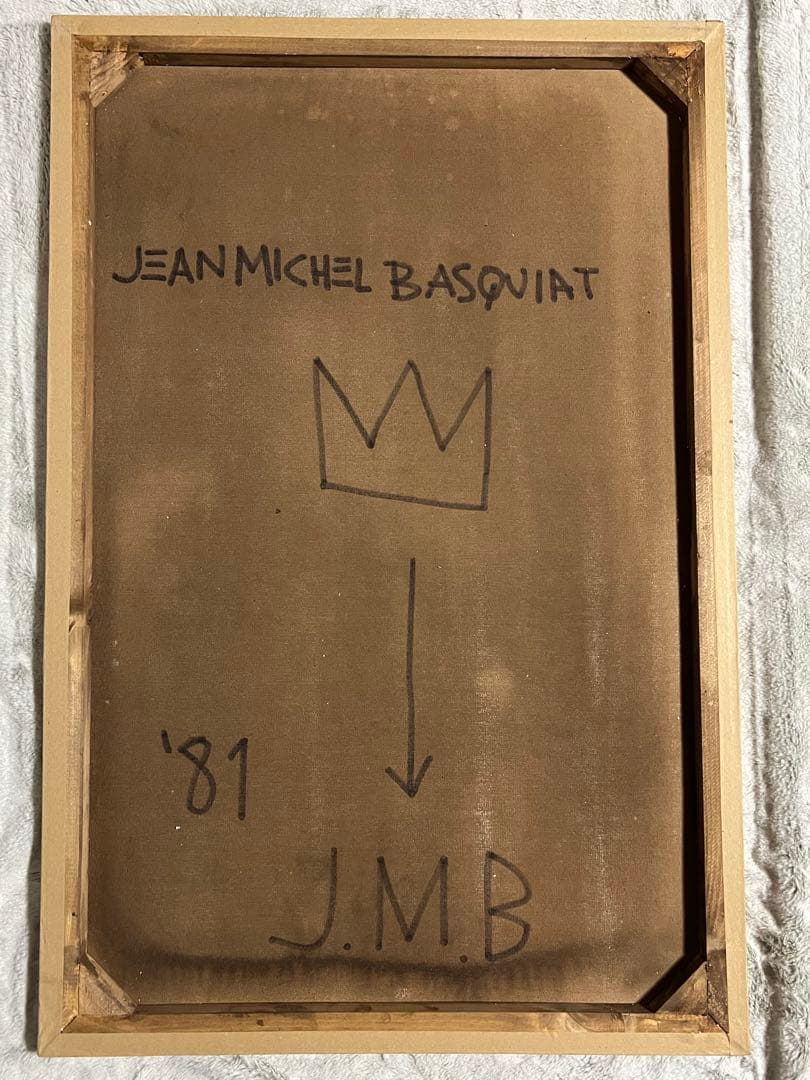 ジャン ミシェルバスキア 油絵油彩画 裏面サインあり 絵画3
