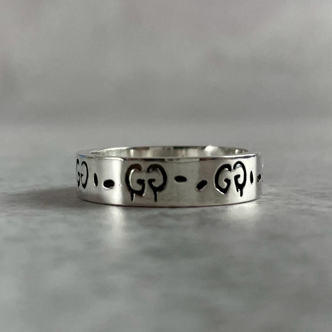 希少21号✨極美品 GUCCI ゴースト ワイド シルバー リング 925