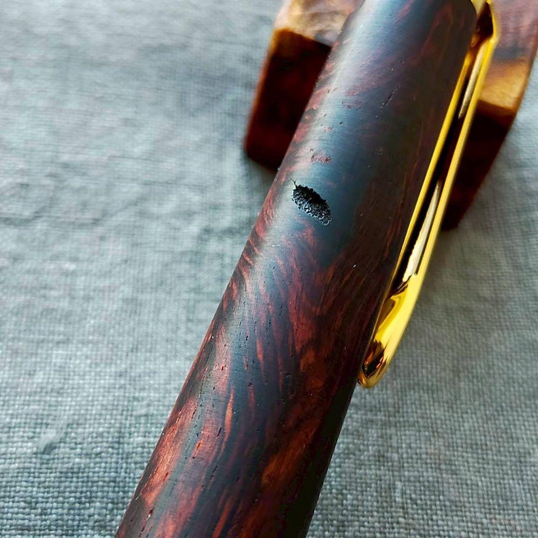 上杢　ランセオラリア　ハンドメイド　木軸ボールペン　G2　天然木　ゴールド