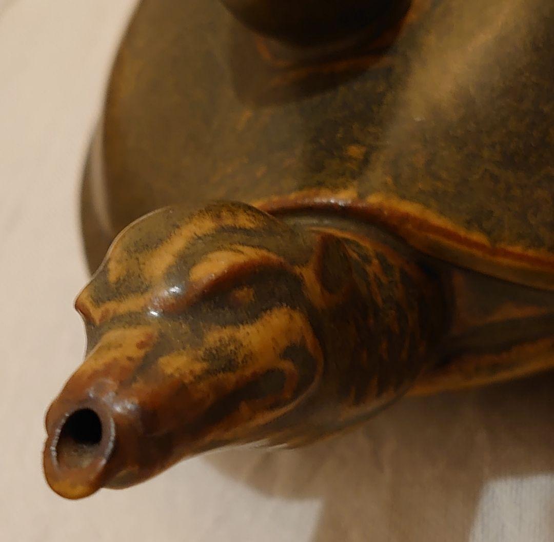 薩摩焼 壽官陶苑 亀型 酒器 蕎麦釉 ヴィンテージ