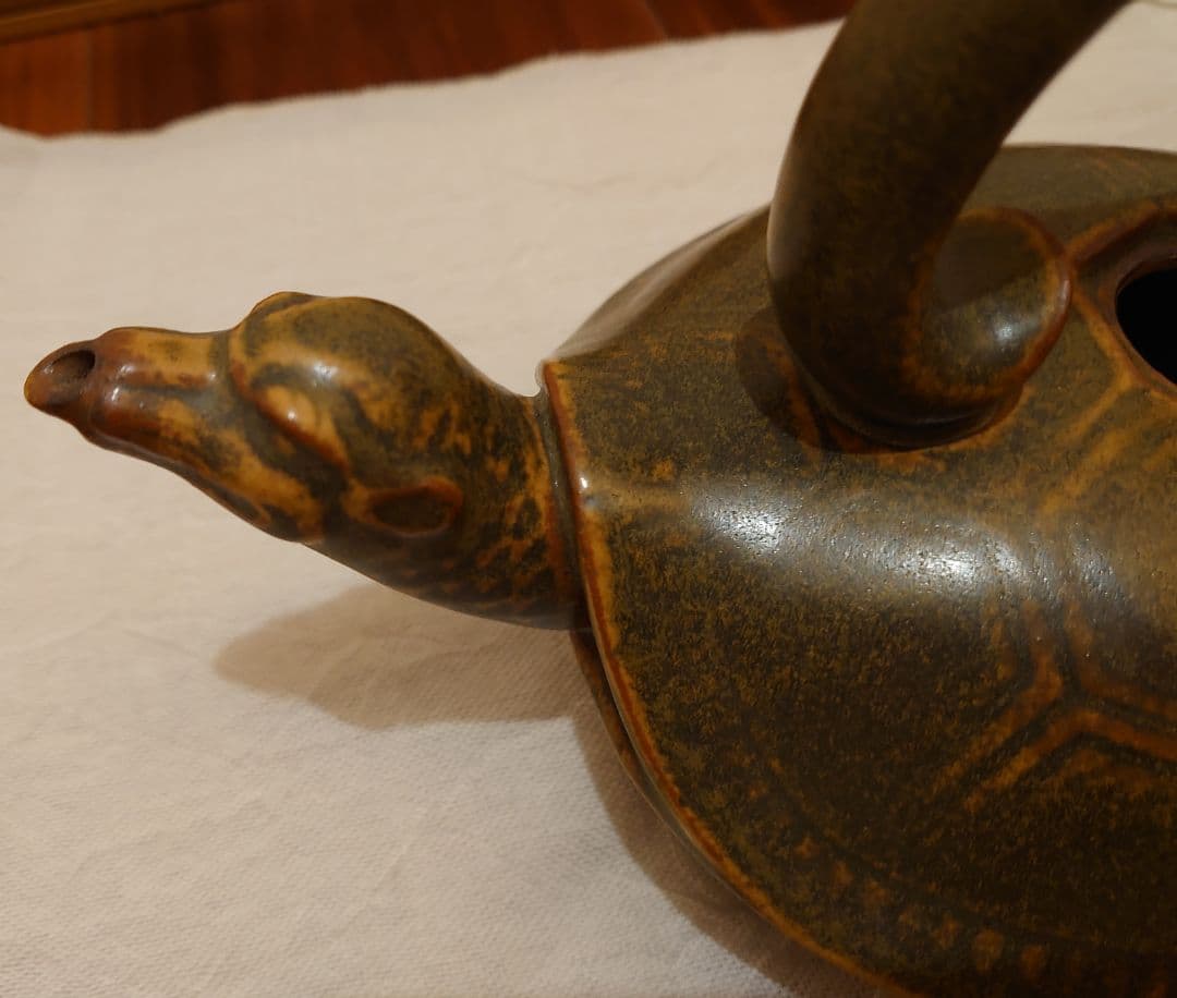 薩摩焼 壽官陶苑 亀型 酒器 蕎麦釉 ヴィンテージ