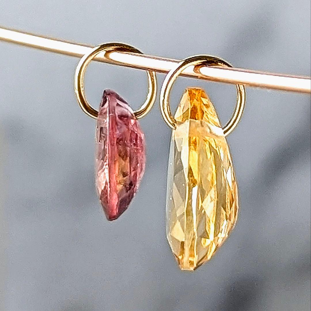 ♢N♢K18 ピンクジルコン＆イエローシトリン セットチャ―ム