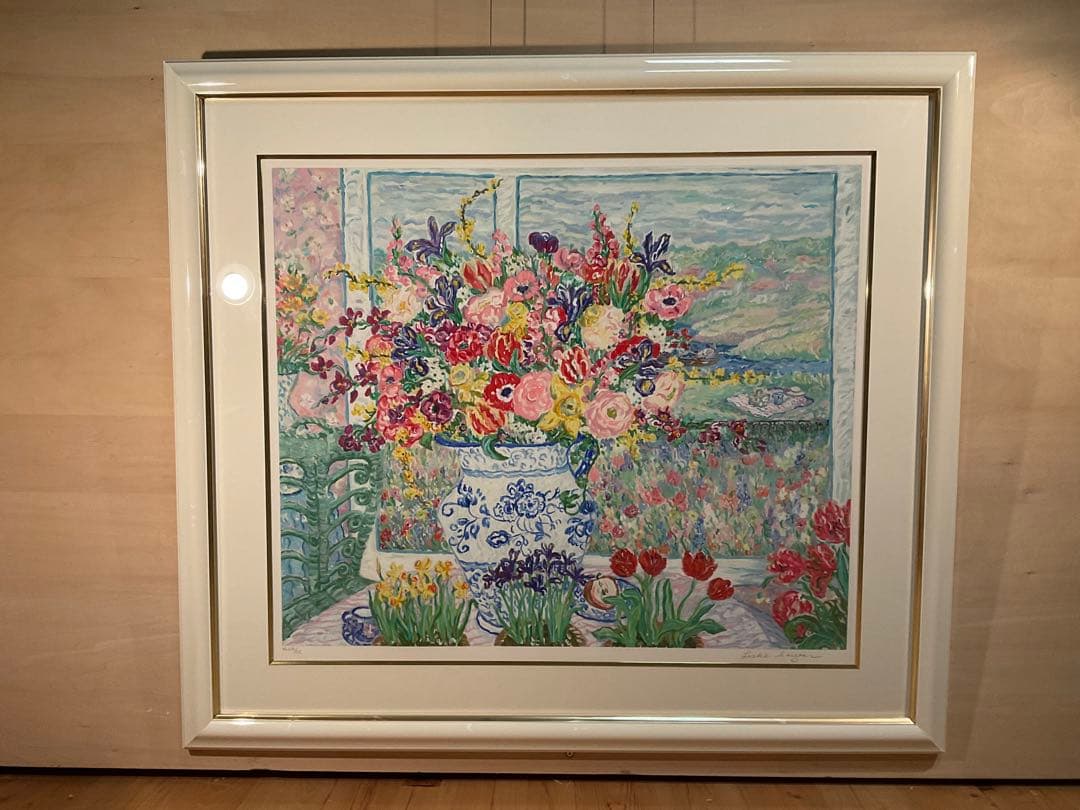 レスリー・セイヤー「グリーンウィッカーズチェア」シルクスクリーン