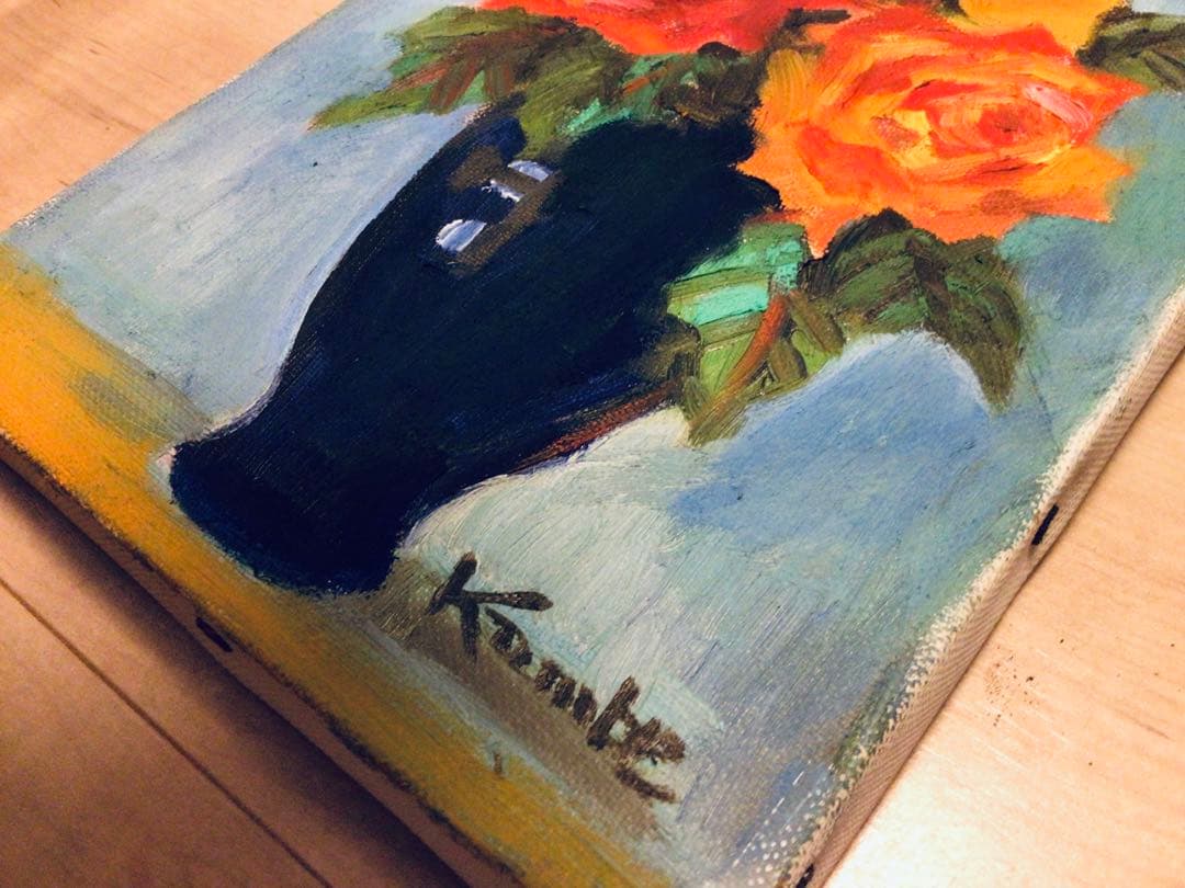 ○真作保証○日展特選・洋画家・神戸文子○薔薇・油彩画