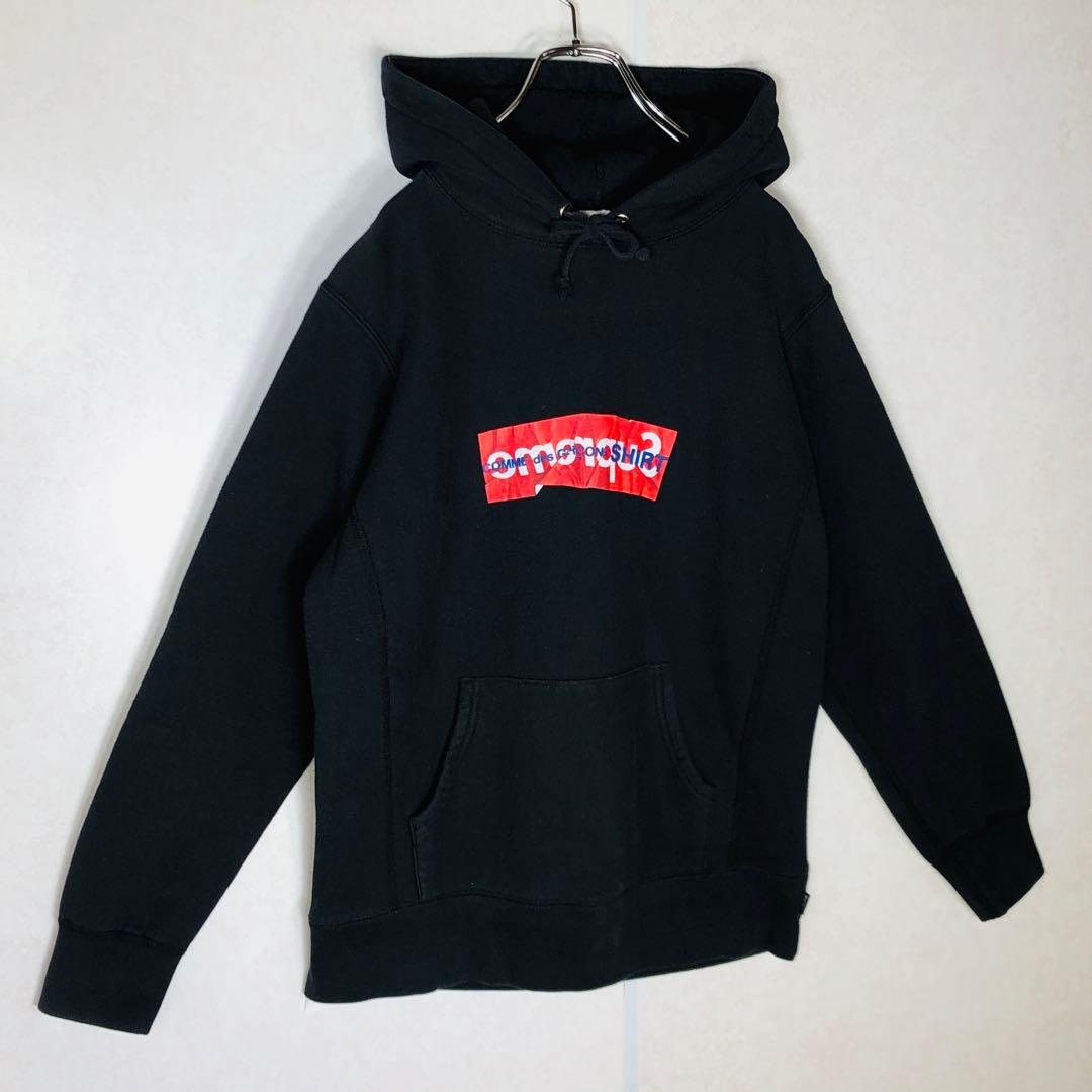 【大人気コラボ】シュプリーム コムデギャルソン ボックスロゴ パーカー S 黒