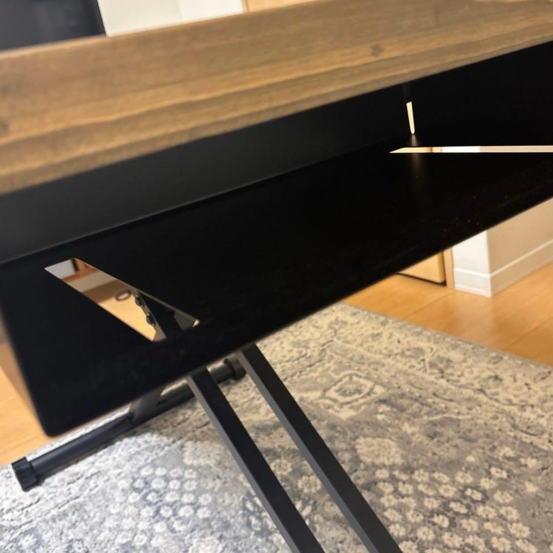 昇降式 ローテーブル 無垢材 ソファ対応 キャスター　在宅ワーク 昇降テーブル