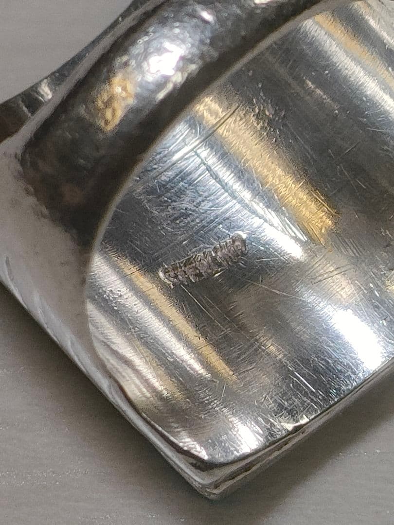 スクエアターコイズSILVERリング(ズニ族、STERLING刻印、インレイ)