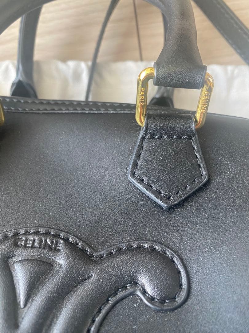 w*様 CELINE スモール ボストン キュイル トリオンフ ハンドバッグ ブ