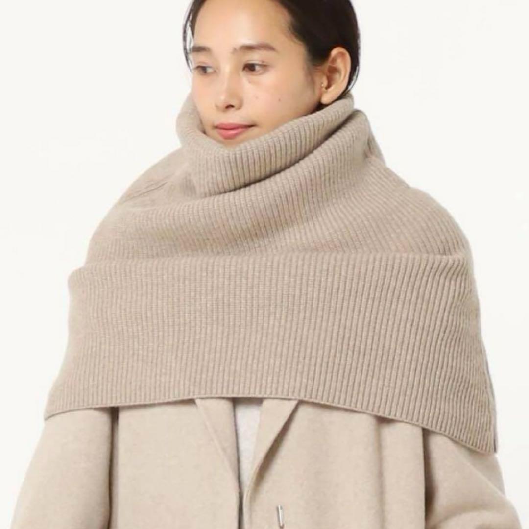 AP STUDIO 23SS リブニットケープ ベージュ スヌード カシミヤ混