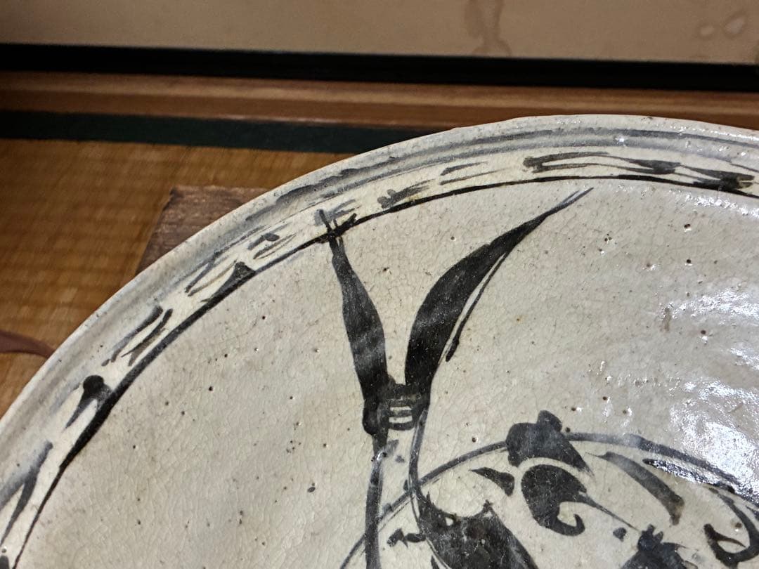 スコータイ ソコタイ 鉄絵タイ焼物 黒呉須 安南 魚紋鉢 箱入 時代物