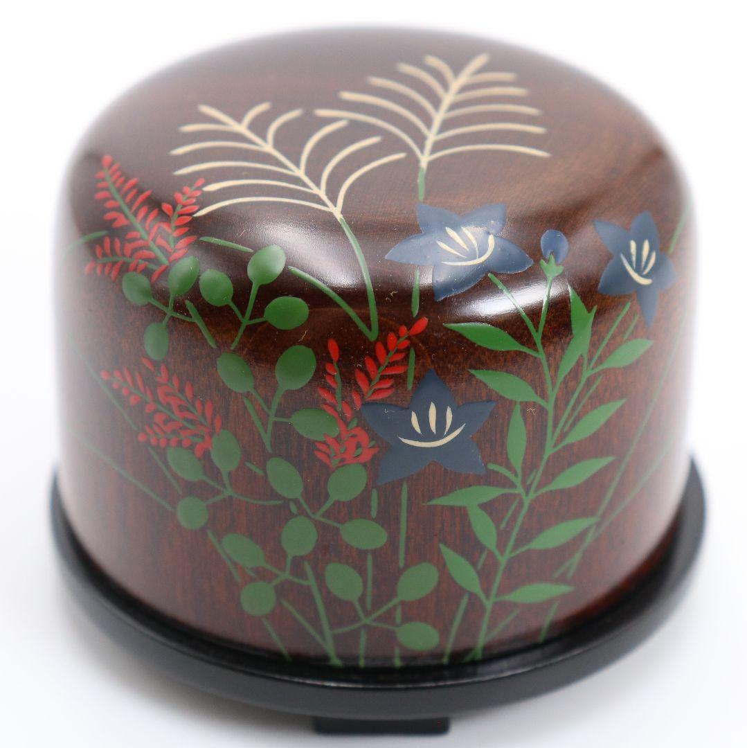 中村湖彩作 秋草絵 篭形香合 籠形 茶道具 共箱共布　rC797　N4