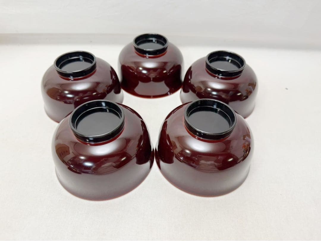 ほぼ未使用 懐石道具 增田錦製 天然木製 溜塗 花蒔絵 吸物椀 5客揃 内黒共箱