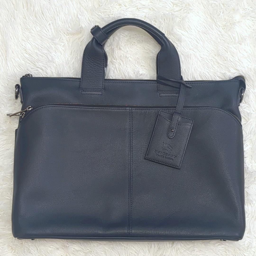 【未使用級】バーバリーブラックレーベル 豪華おまけ付 黒 レザー ビジネスバッグ