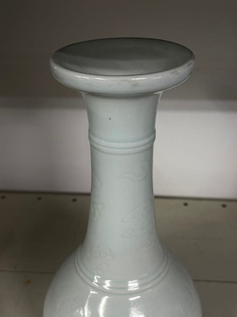 即決OK■中国明時代白磁龍紋花瓶