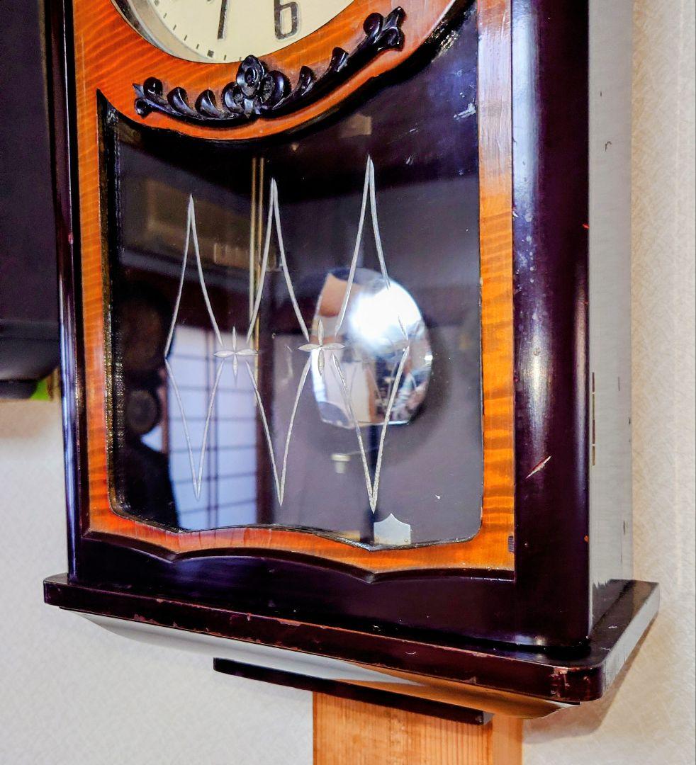 〈完動・美品〉精工舎　宮型ゼンマイ振り子時計　ボンボン時計　古時計掛け時計