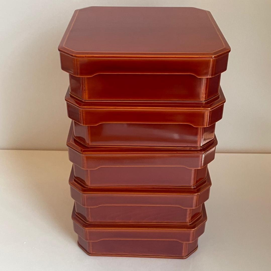 木製漆器 飛騨 春慶塗 大徳寺 縁高 五客 30