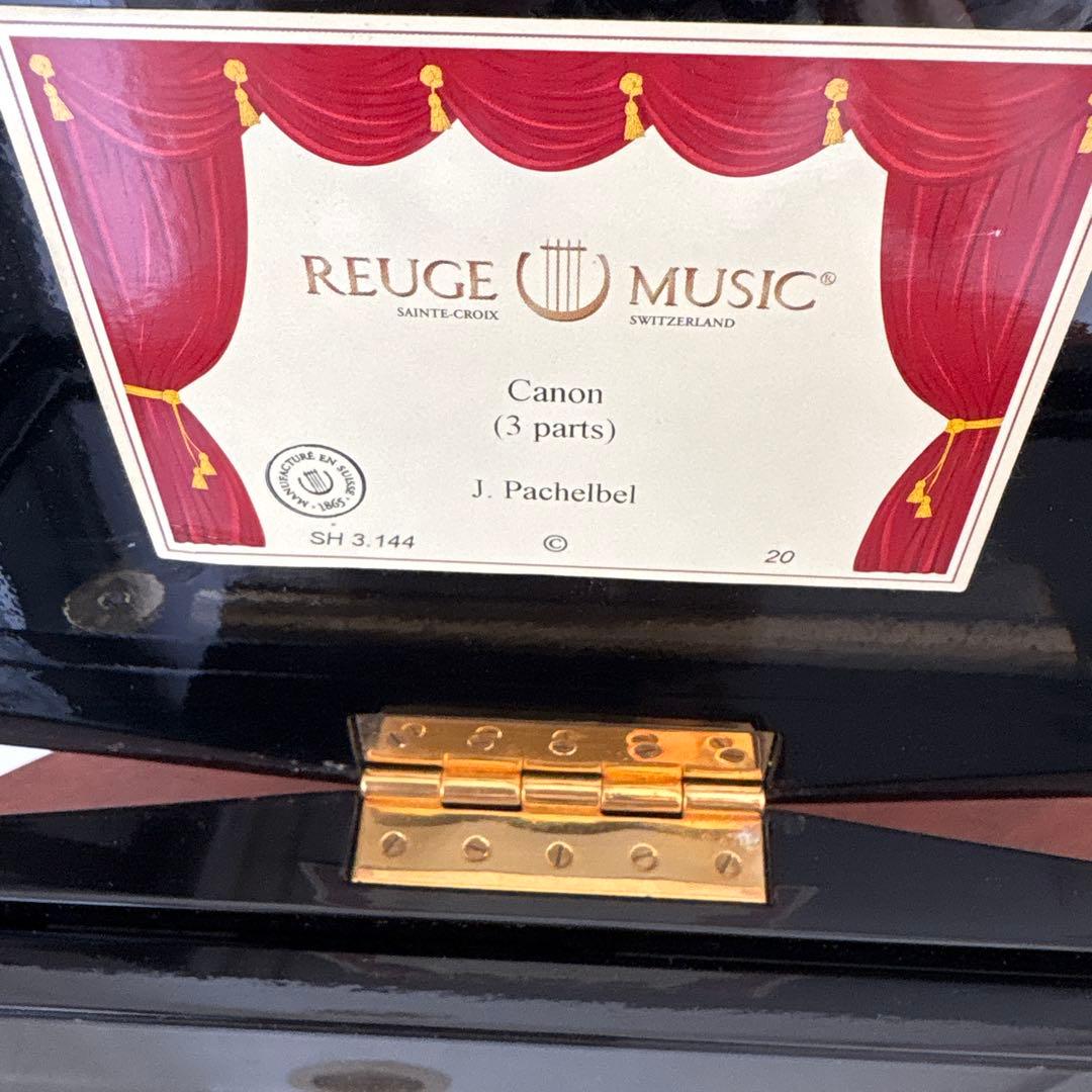 リュージュ　オルゴール　144弁　 白薔薇象嵌　共鳴箱　オルゴール療法 カノン