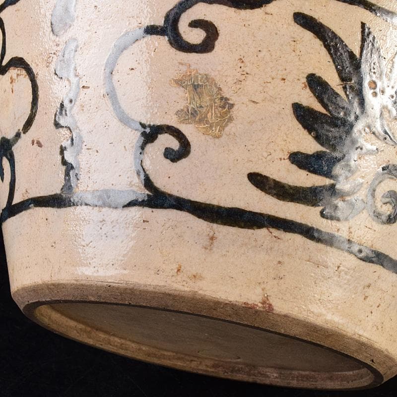 中国　磁州窯　鉄絵　花文壺　花瓶　C　6922